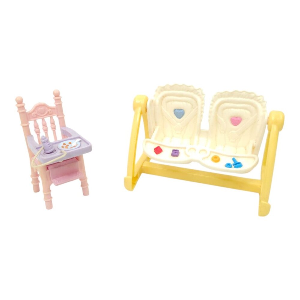 Fisher Price Loving Family Baby High Chair Twin Swing Vintage Nursery Furniture